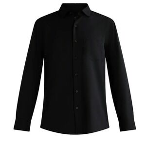 George Mens Stretch Collar Performance Dress Shirt Rich Black Modern Fit L 42-44